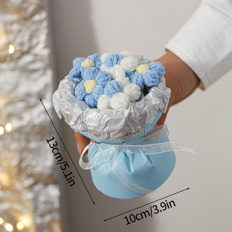 Ramo de margaritas de flores tejidas de ganchillo, del Día de la madre, flores artificiales, decoración del banquete de boda, decoración de ramo tejido DIY: Blanco lechoso