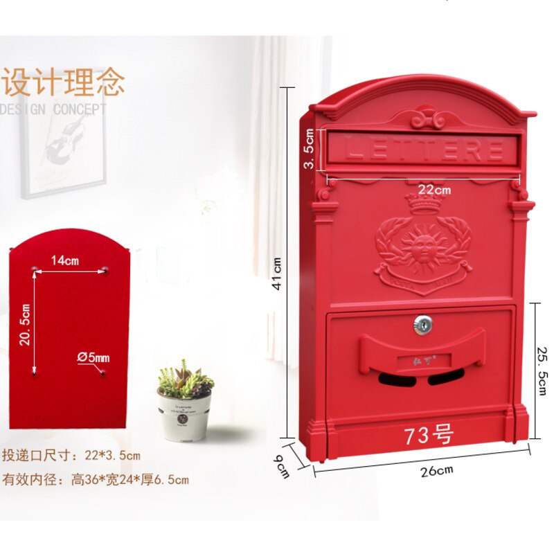 Heavy Aluminium Lockable Secure Mail Letter Post Box Mailbox Postbox Retro Metal Mail Box Garden Ornament