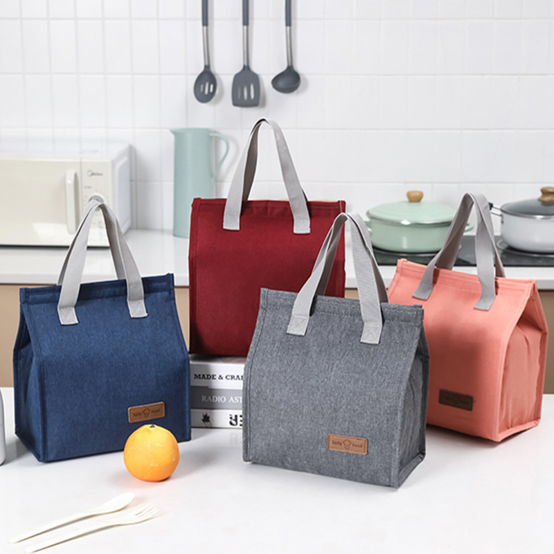 Lunch Bag Thermal Insulation Lunch Box Storage Handbag Solid Color Multifunctional Kid School Lunch Bags Picnic Food Pouch