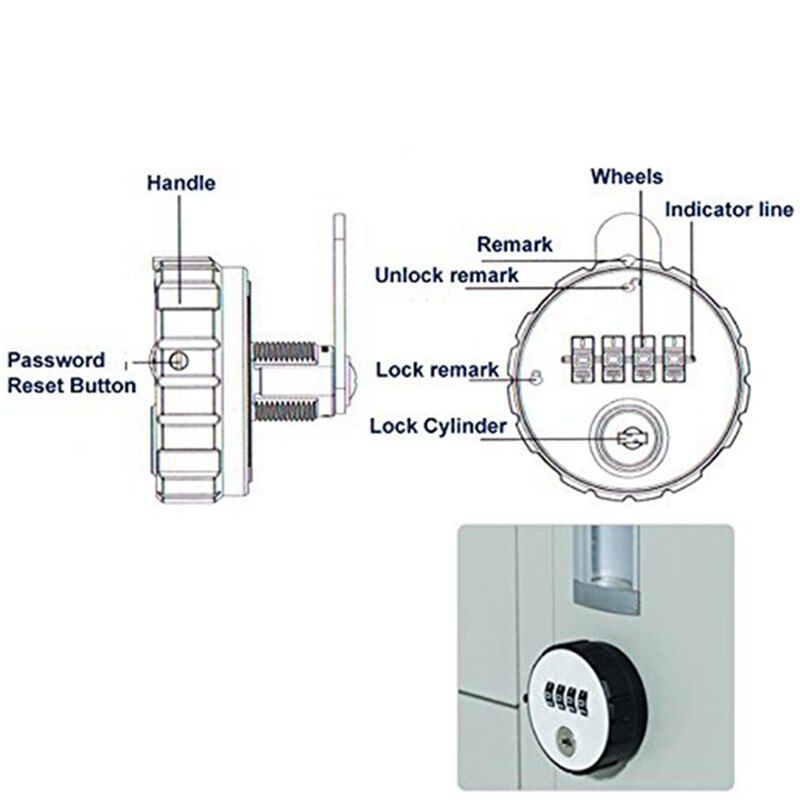 Combination Cabinet Cam Lock 4 Digital Keyless Drawer Door Gym School Locker with Key Reset