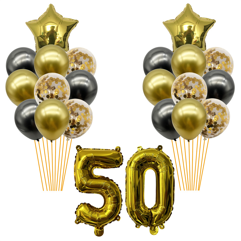 1 bolsa de globos dorados con números 30 40 50 60 años, decoración para de cumpleaños, suministros para de aniversario de cumpleaños para adultos 30 40 50 60: RUBY