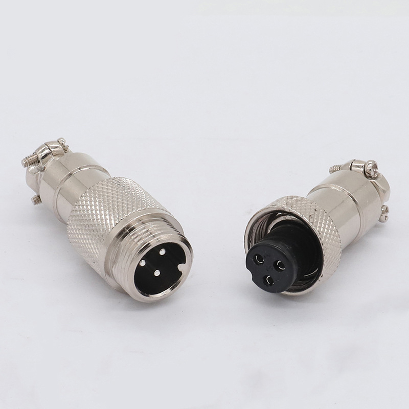 ZHQCN GX12 Industry M12 Welding Cable Wire Connector 5A 125V Power Connectors 2 3 4 5 6 7 Pin Threaded Coupling Solder Terminal: 3 Pin