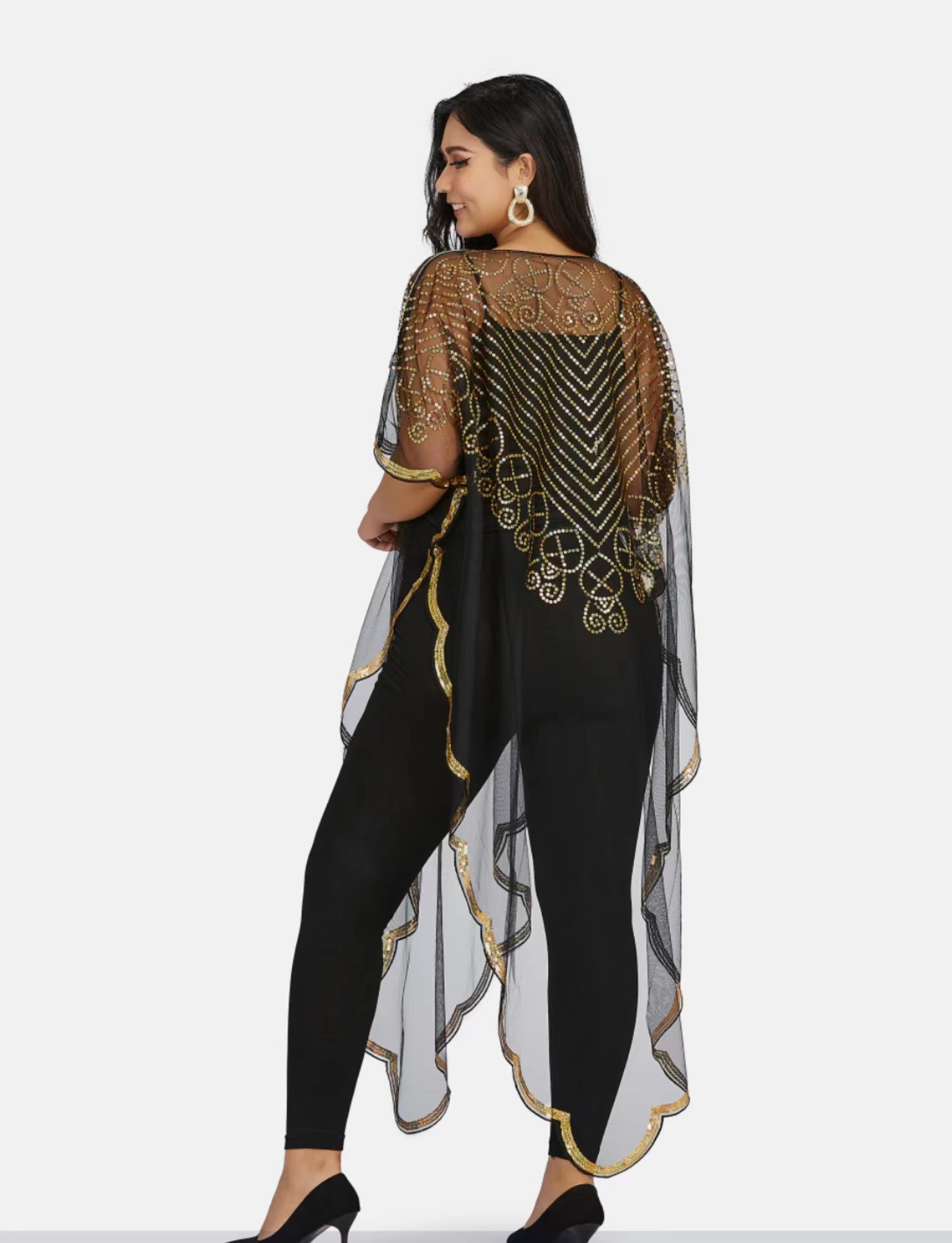 Vestido de cardigã de lantejoulas em gaze feminina, roupas de festa, entrega gratuita, vermelho, verde, azul, preto, moda, novo