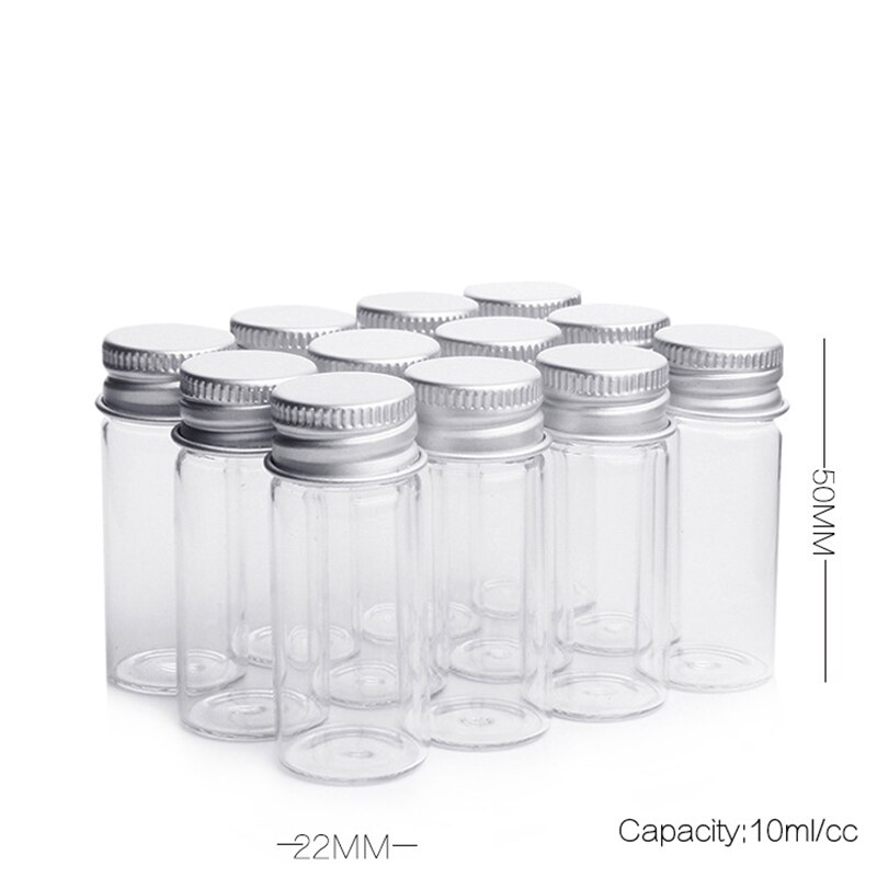 5Pcs Small Glass Jars Silver Screw Cap storage mini Glass bottle Test TUBE Vial Tiny Container DIY Wedding Home Decoration: 10ml