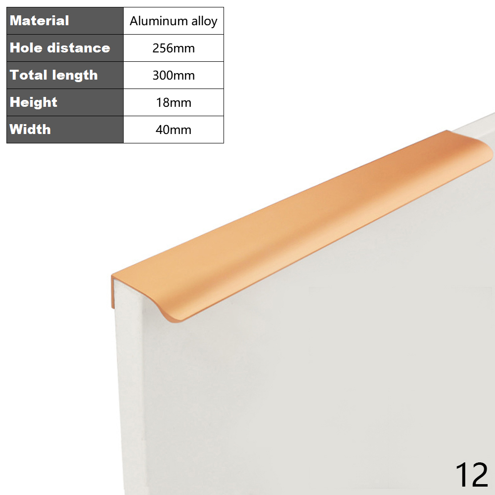 Goud Zwart Verborgen Kast Trekt Aluminium Keukenkastje Schuifladegrepen Knoppen Handvat Slaapkamer Hardware 8-40Cm: Gold-30cm