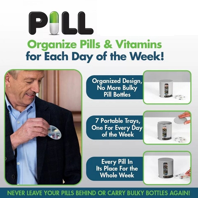 Pill pro 7 dagen pillendoosjes compact organiseren pillen voor elke dag handige lade-stijl medicijnopslag pillendoos kit