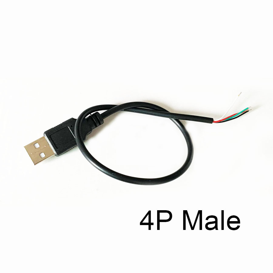 Cable de fuente de alimentación de 30cm, 2 pines, USB 2,0, hembra, macho, 4 pines, cargador, Conector de extensión, línea de 5V, DIY, 1 ud.