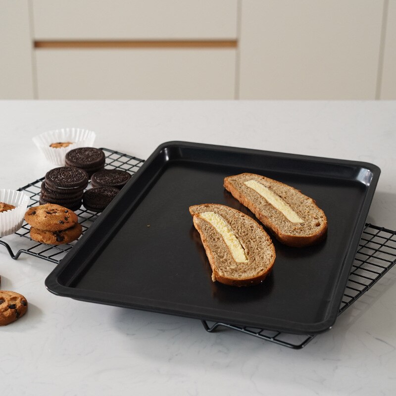 14.5 Inch Super Large Rectangular Baking Pan, Baking Oven Base Plate, Cookie Sheet Pan, Non-stick Brownie Pan: black