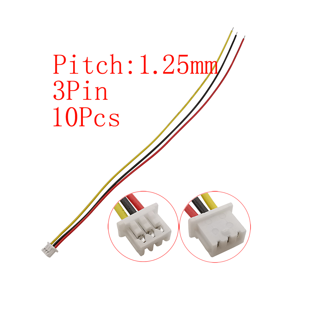 10Pcs Mini Micro JST 1.25mm Pitch Male / Female Connector 2/3/4/5/6 Pin Plug With Terminal Wires Cables Socket 150MM 28AWG: Ivory