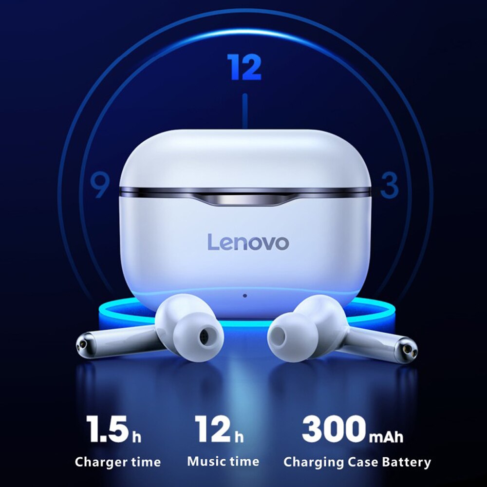 Lenovo LP1 TWS Wireless Earbuds BT5.0 True Wireless Headphones Dual Stereo Noise Reduction Bass Sport Headset with Mic 300mAh