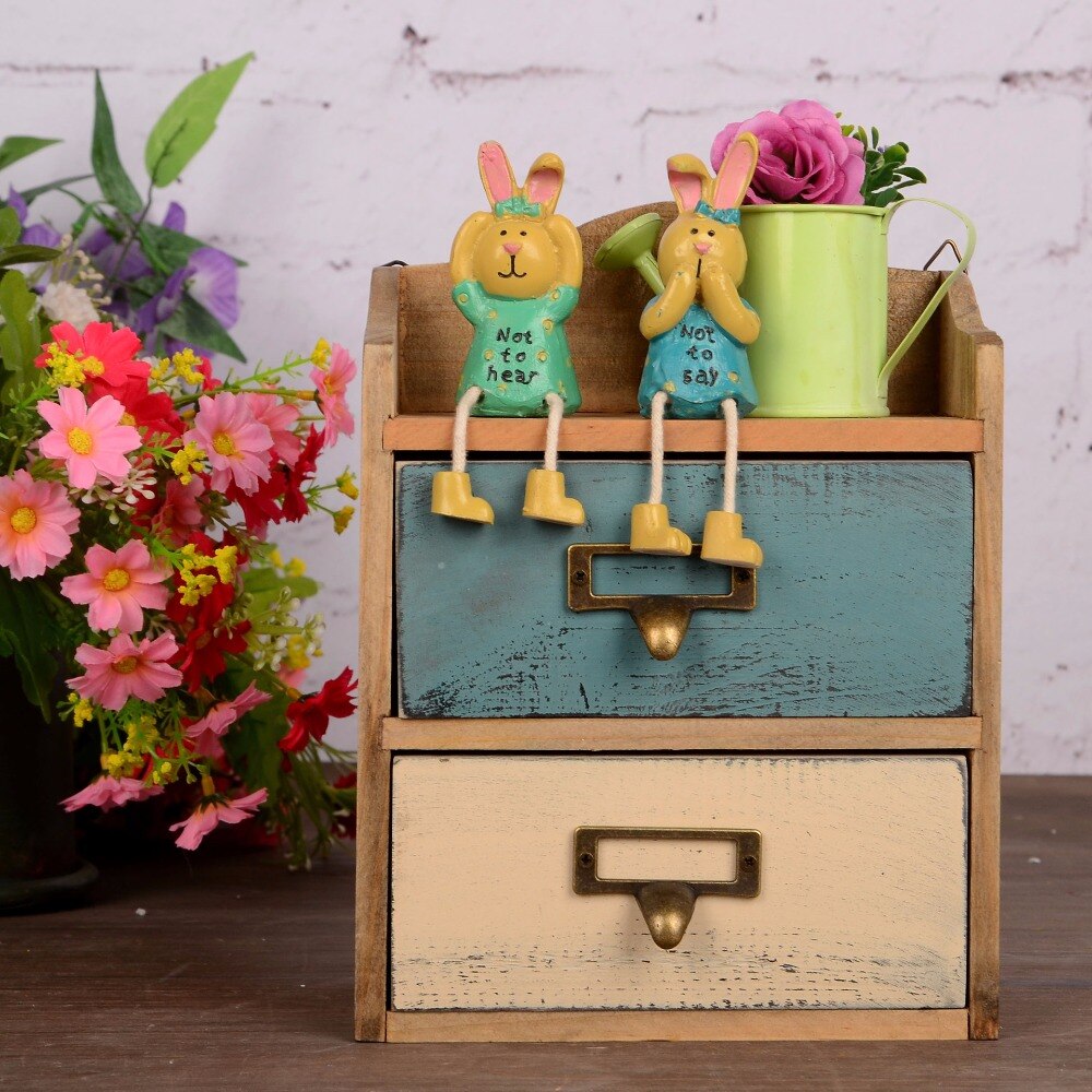 Storage drawer zakka Wooden box 2 case drawer Storage box Family storage tool