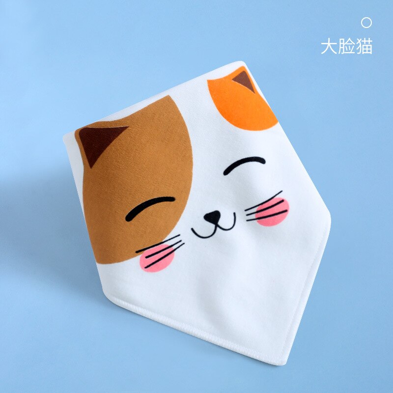 Cotton Bandana Bibs Baby Babador Feeding Smock Infant Burp Cloths Cartoon Saliva Towel Baby Eating Accessory Soft Cute Stuff: big face cat