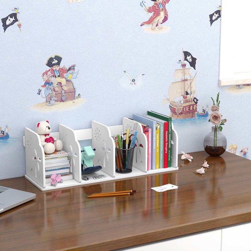 Hollow Book Storage Rack Wooden Office Desktop File Shelf Information Magazine Storage Holder Living Room Table Book Stand