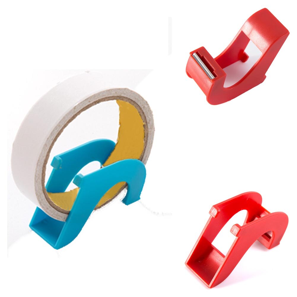 Practical Plastic Adhesive Tape Dispenser Double Sided Tape Holder with Tape Cutter
