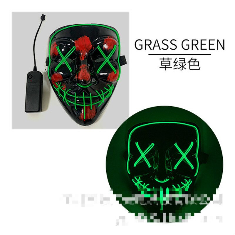 Halloween Luminous Mask Glitter Blood Horror Thriller LED Party Mask Party Mask Luminescent Carnival Light Mask: GRASS GREEN