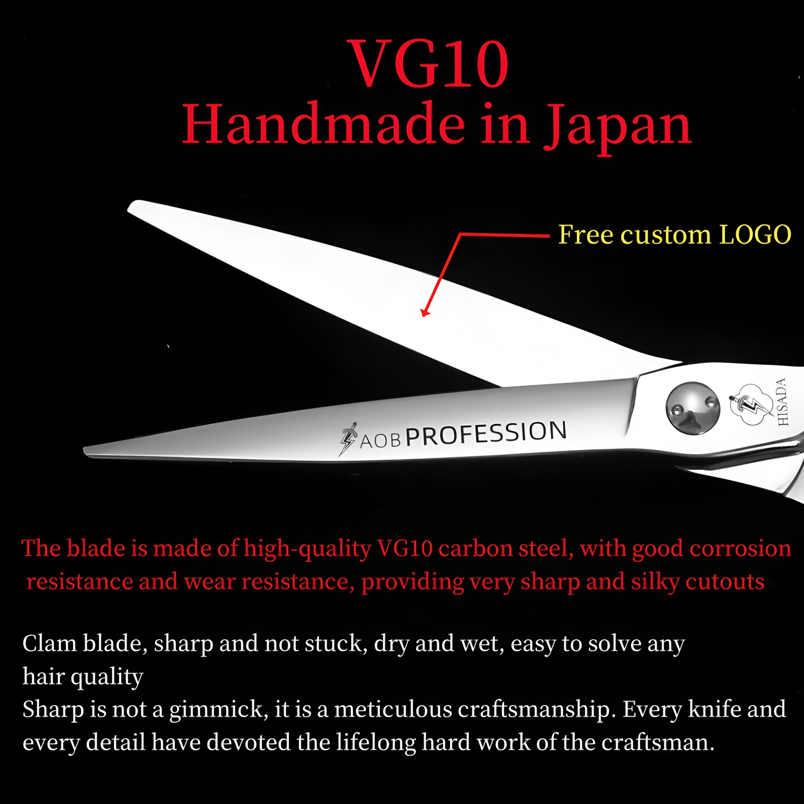 HISADA kappersschaar 6.0/6.5/7.0-inch professionele kappersschaar Japanse handgemaakte VG10 materiaal haar schaar