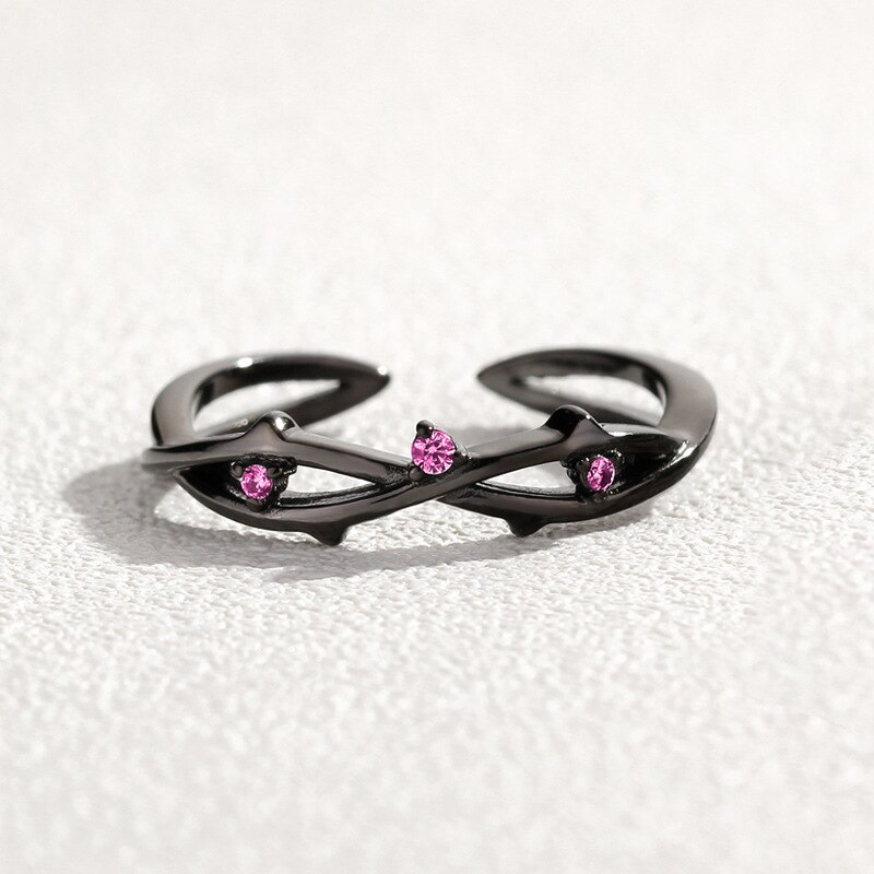 Silvology 925 Sterling Zilveren Doornen Rose Paar Ringen Rode Zirkoon Romantische Ringen valentijnsdag Cadeau Voor Vrouwen Zomer Sieraden: Rings-A