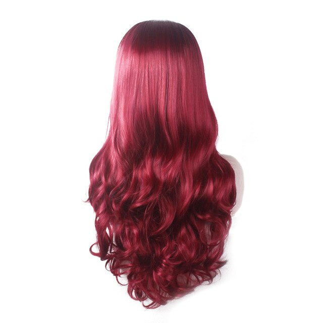 5 couleur noir Ombre longue vague perruques Centre séparation rose perruque bouclée en vrac pleine perruque Cosplay déguisement d'halloween: Bourgogne