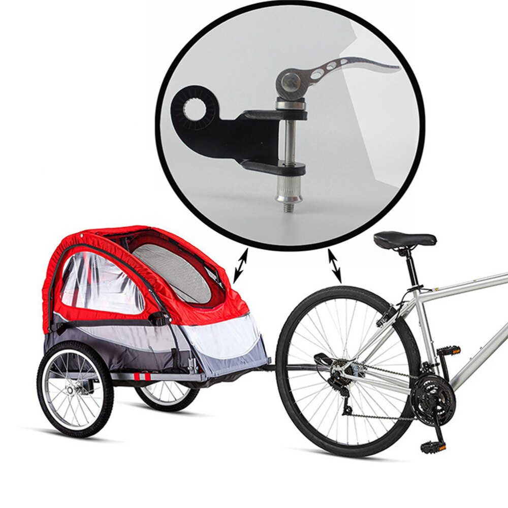 Universell cykelvagnskopplare stålkoppling släpvagn adapterfäste med 2 st snabbkopplingsstång (svart)
