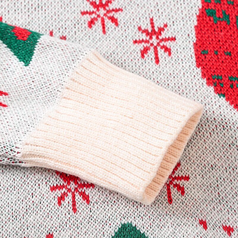 freundlicher Weihnachten zur Seite fahren Outfits Mädchen Herbst Winter Karikatur Hirsch Langarm Rundhals zur Seite fahren Gestrickte Spitzen 3-8 jahre