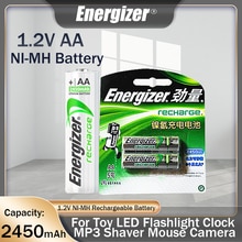 1-2pcs Energizer 1.2V 2450mAh AA NI-MH Rechargeable Battery For Toy Flashlight Camera Remote Control Pre-charged 2A AA Batteries