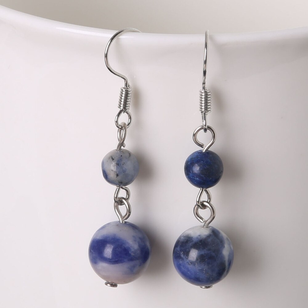 Earrings for girl Natural Stone Beads Dangle Long Lady Earrings for Jewelry Making Women DIY Charms Ear crafts: Sodalite