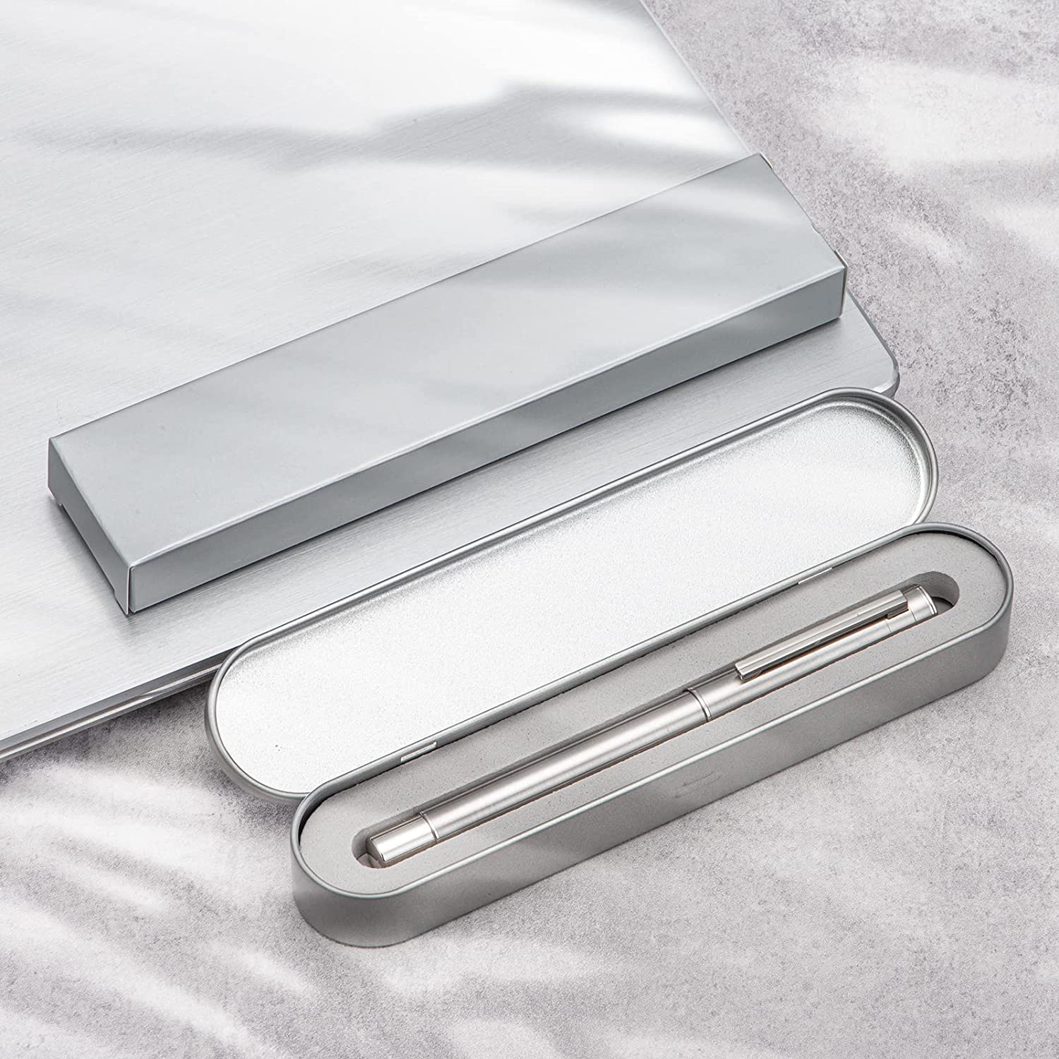 Penna stilografica in acciaio inossidabile Hongdian 1861 EF/F/M/pennino piegato, impostato di penne da scrittura lisce dal design classico: giallo / EF