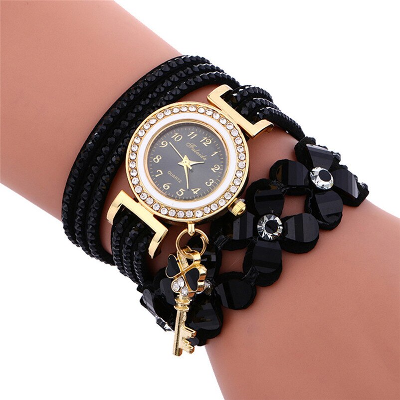 luxe Vrouwen horloges Casual Analoge Lichtmetalen Quartz Horloge PU Lederen Armband Horloges horloges vrouwen: Black