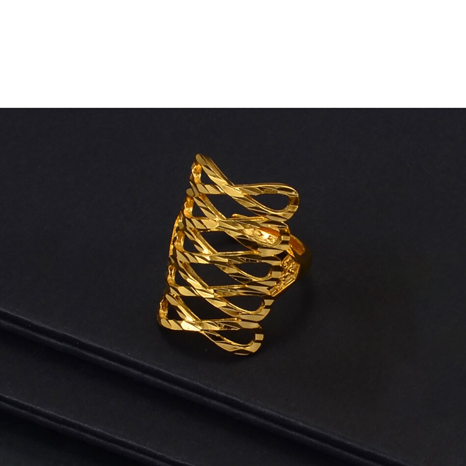 Anniyo Resizable Ring Voor Vrouwen Afrikaanse Sieraden Nigeria Congo Ethiopische Goud Kleur Wedding Ring Te Openen Ringen Moeder: Width 2.8cm