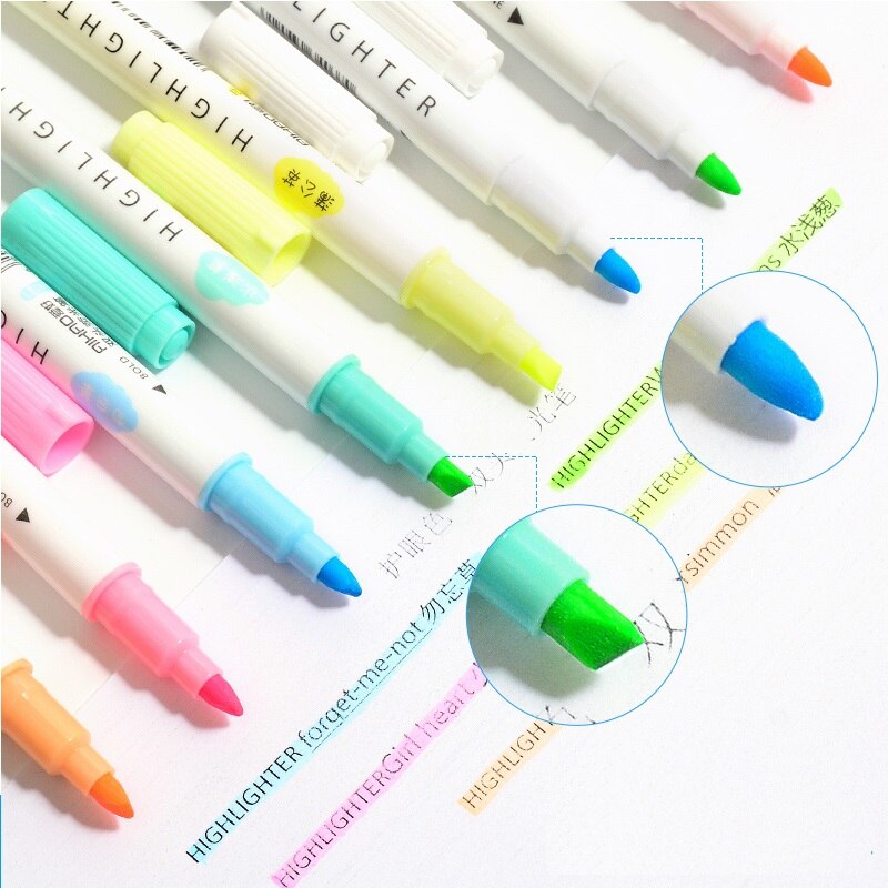 5 stk tosidig skrivefarge highlighter tusj milde farger dristige fine spot liner skrivesaker kontor skolerekvisita  a6715