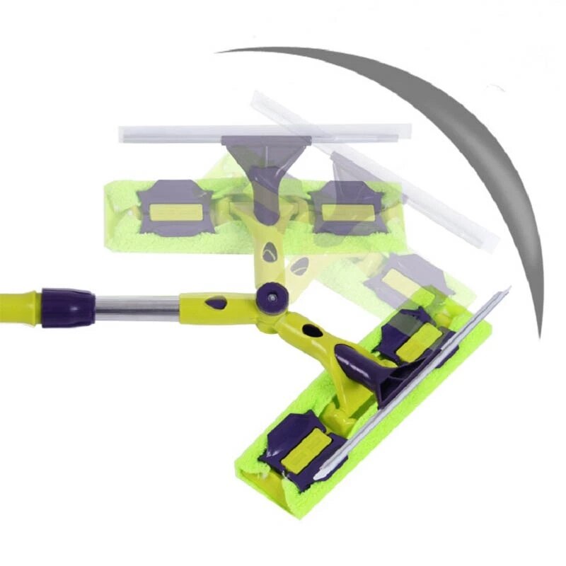 Window Glass Double-sided Rotating Cleaning Mop Telescopic Rod Window Cleaner Squeegee Wiper Long Handle