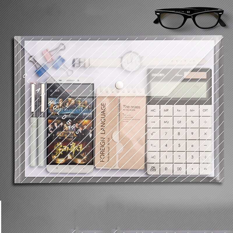 10 thickened transparent PP waterproof document envelopes with snap-on document pockets