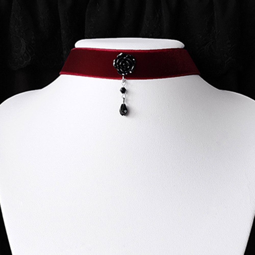 Gothic Lolita Chic Choker Ketting Vrouwen Gothic Party Zwart Wit Rose Vintage Kettingen Goth Chokers Accessoires