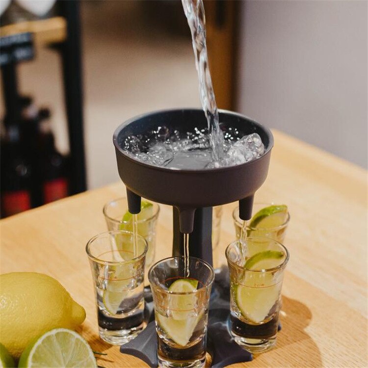 Dispenser For Filling Liquids Shots Dispenser Multiple 6 Shot Dispenser Bar Shot Dispense Dispenser with 6 Acrylic Cups
