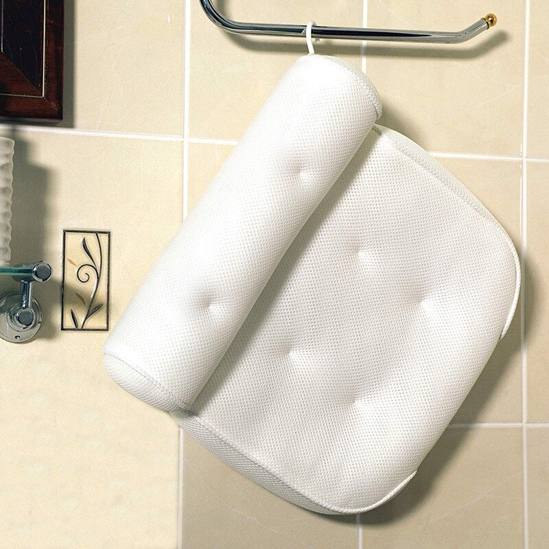 Cojín para bañera de hidromasaje, cojín de baño SPA con ventosas, soporte para el cuello y la espalda, almohada para reposacabezas gruesa para el hogar