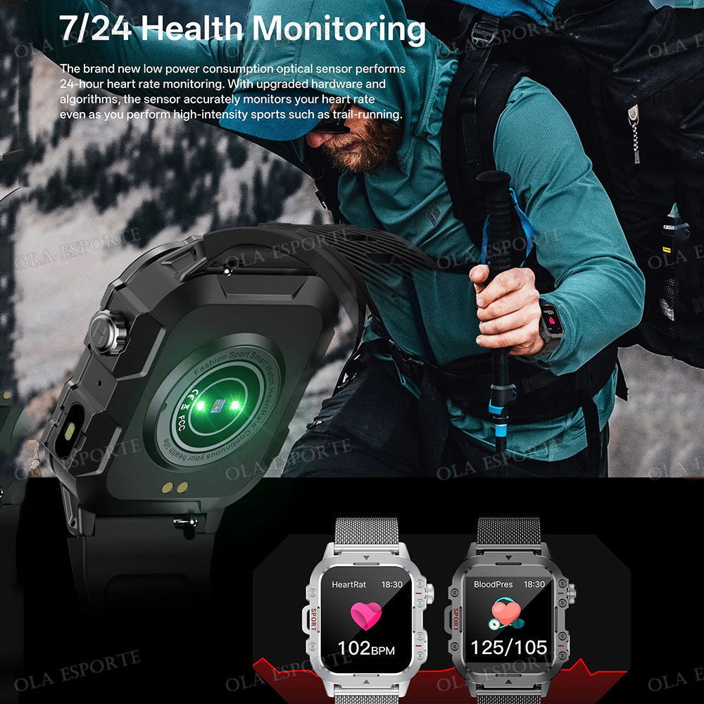2026 Nuovo smartwatch da esterno con luce a portato Chiamate Bluetooth Attività Monitoraggio del sonno fitness sport Monitoraggio della saluto Orologio intelligente