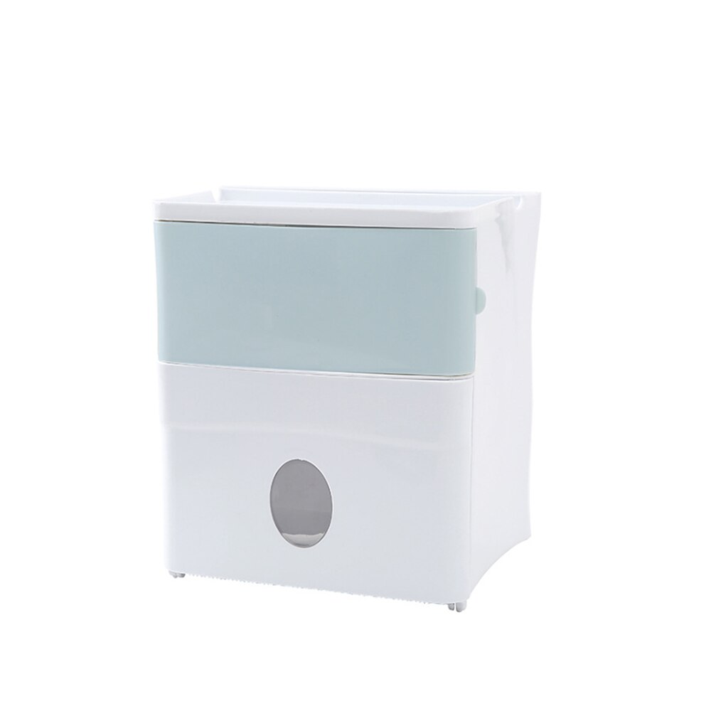 Tissue Container Bathroom Fresh Punch-Free Tissue Storage Box Simple Water-Resistant Toilet Paper Organizer: Blue