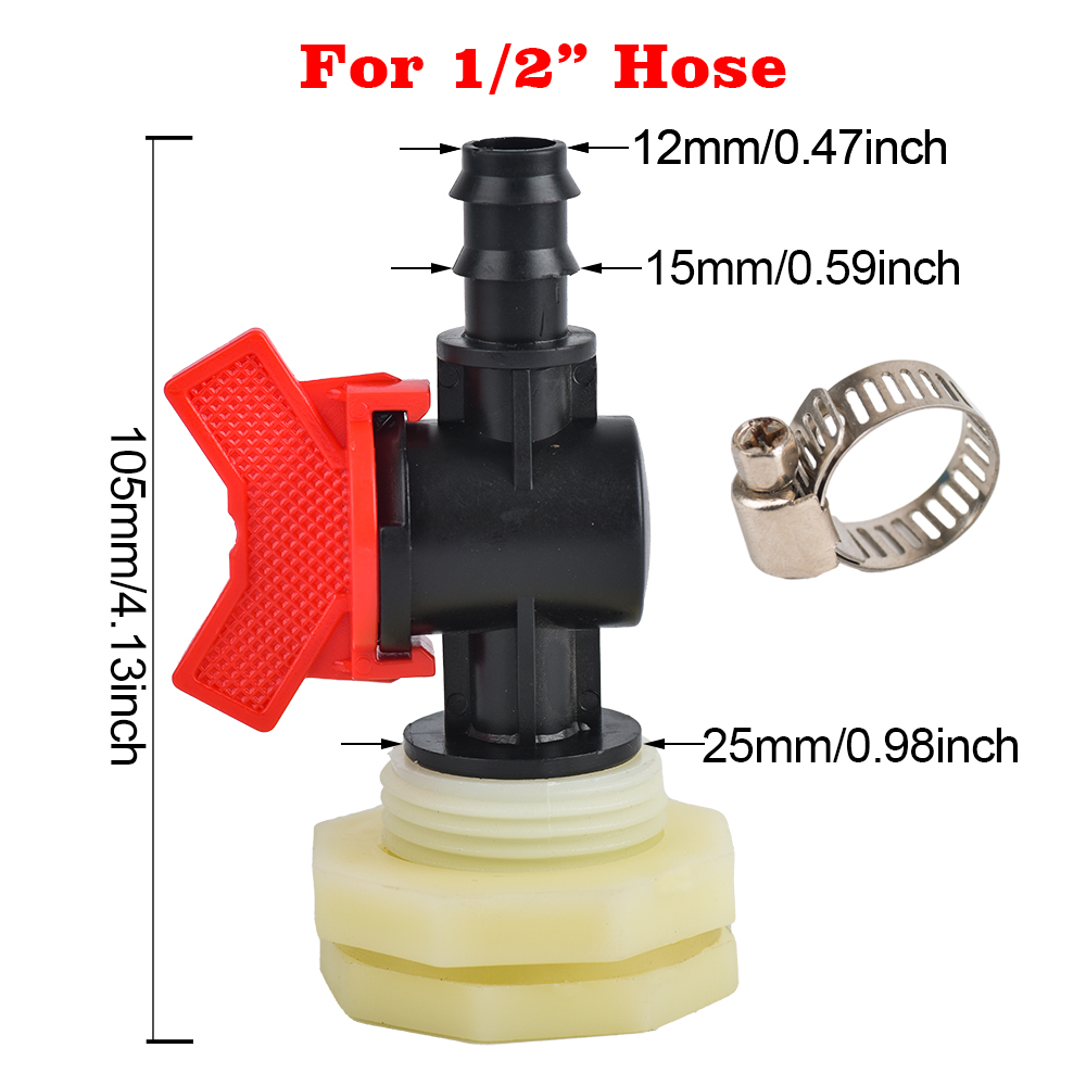 3/4 Inch PVC Rain Barrel Bulkhead Valve Adapter with 16、20mm Hose Adapter for Aquariums Water Tanks Pools: Gold