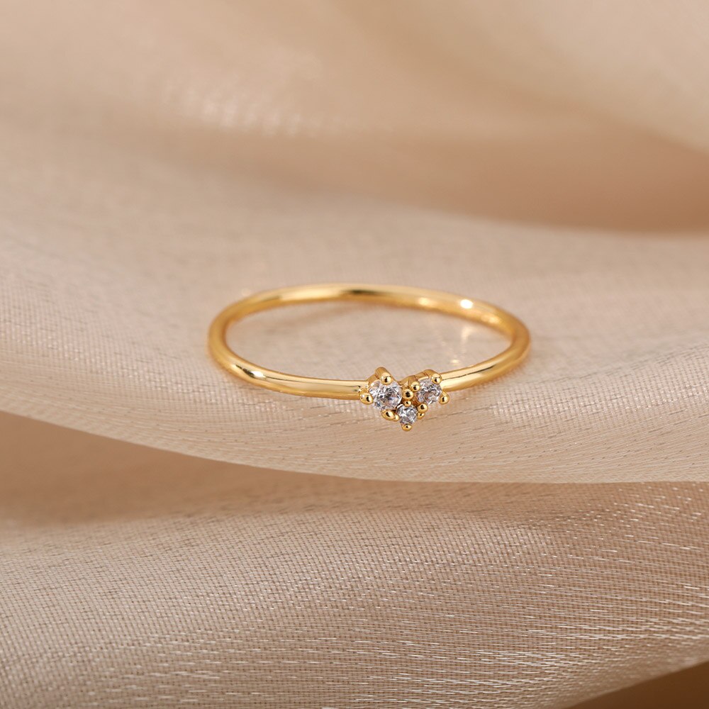 Leuke Ringen Voor Vrouwen Little Heart Shaped Gold Kleur Dainty Ring Sieraden Zirkoon Romantische Mode Bruiloft Engagement Sieraden