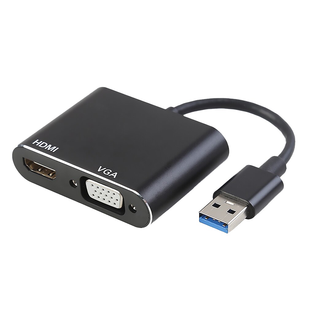 USB 3.0 To HDMI VGA Adapter HD 1080P Multi-Display Adapter 2 In1 USB to HDMI Converter Audio Video Cable For Computer HDTV Box: Black USB