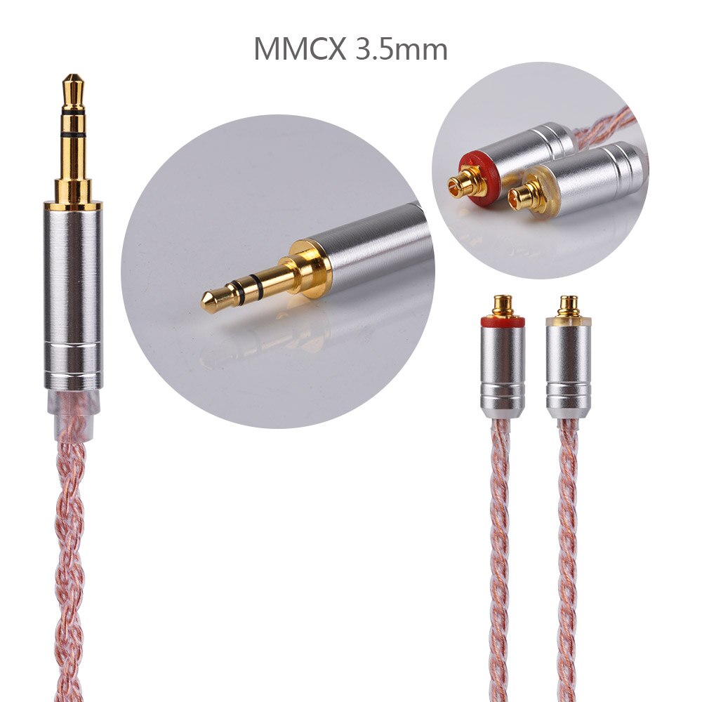 Cable de cobre rosa de 6 núcleos Yinyoo 2,5/3,5/4,4mm Cable equilibrado con conector MMCX/2PIN para HQ6 QT2 ZS10 ZST PRO BLON BL05