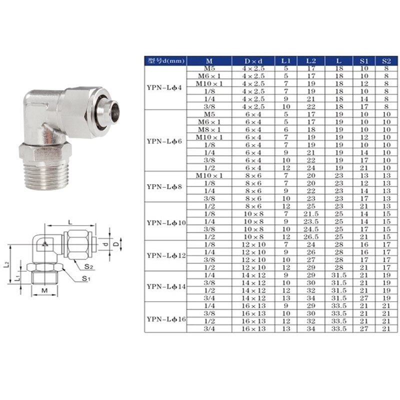 Pneumatic Rotary Fitting Elbow Push In Connector M5 1/8" 1/4" 3/8" 1/2" BSP Male Quick Twist OD Tube 4/6/8/10/12mm