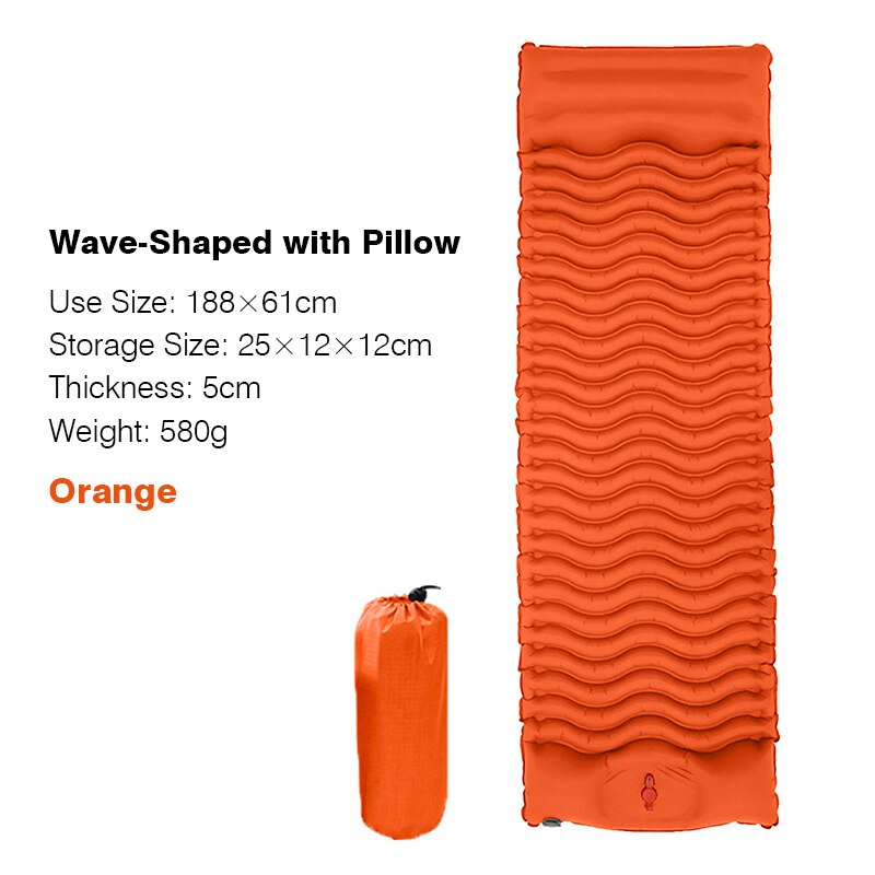Lightweight Self-inflating Sleeping Pad Air Mattress Camping Tent Sleeping Bag Pad Picnic Beach Cushion Outdoor Sleeping Mat: W.S Orange
