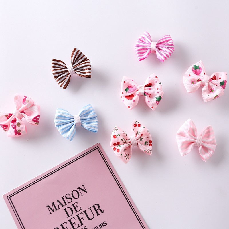 8 Pcs Striped Bowknot Cute Baby Hair Accessories Baby Girls Hair Pin Children Hairgrips Kid Headwear Barrettes Kids