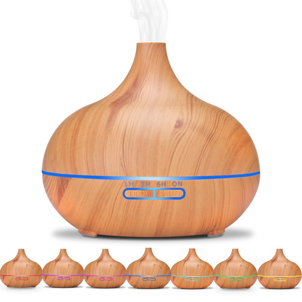 Elektrische Luchtbevochtiger Essentiële Aroma Olie Diffuser Ultrasone Houtnerf Luchtbevochtiger Usb Mini Mist Maker Led Licht