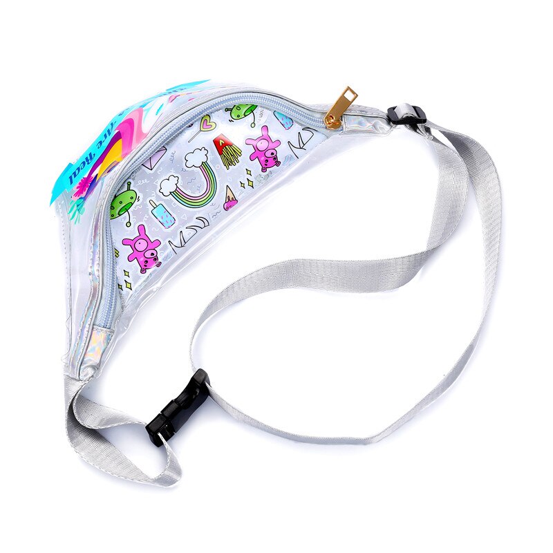 Sac banane pour femmes, été , sac de ceinture de plage transparent en PVC avec licorne de dessin animé pour filles
