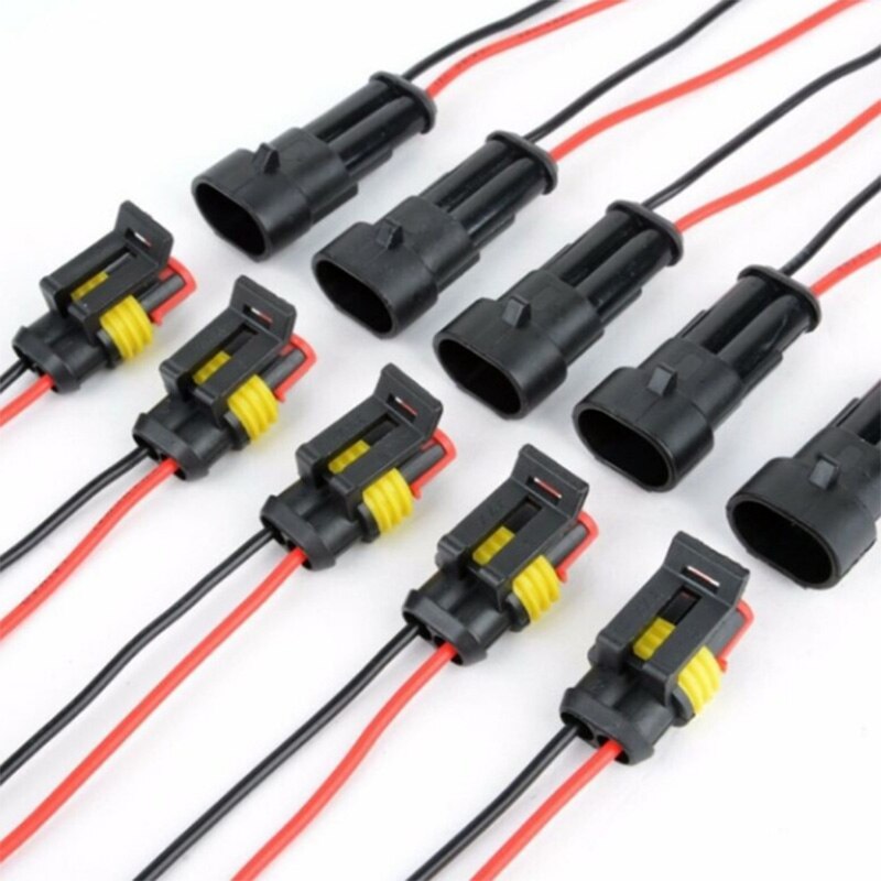 10pcs waterproof male and female electrical connector plugs 2-pin mode with wire for the car motorcycle pedal vehicle tool