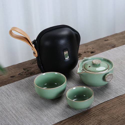 Small Porcelain Tea Pot Set Beauty Glazed Green Teacups Luxury Chinese Tea Set Conjunto De Cha Travel Cup Set AC50TS: Style4