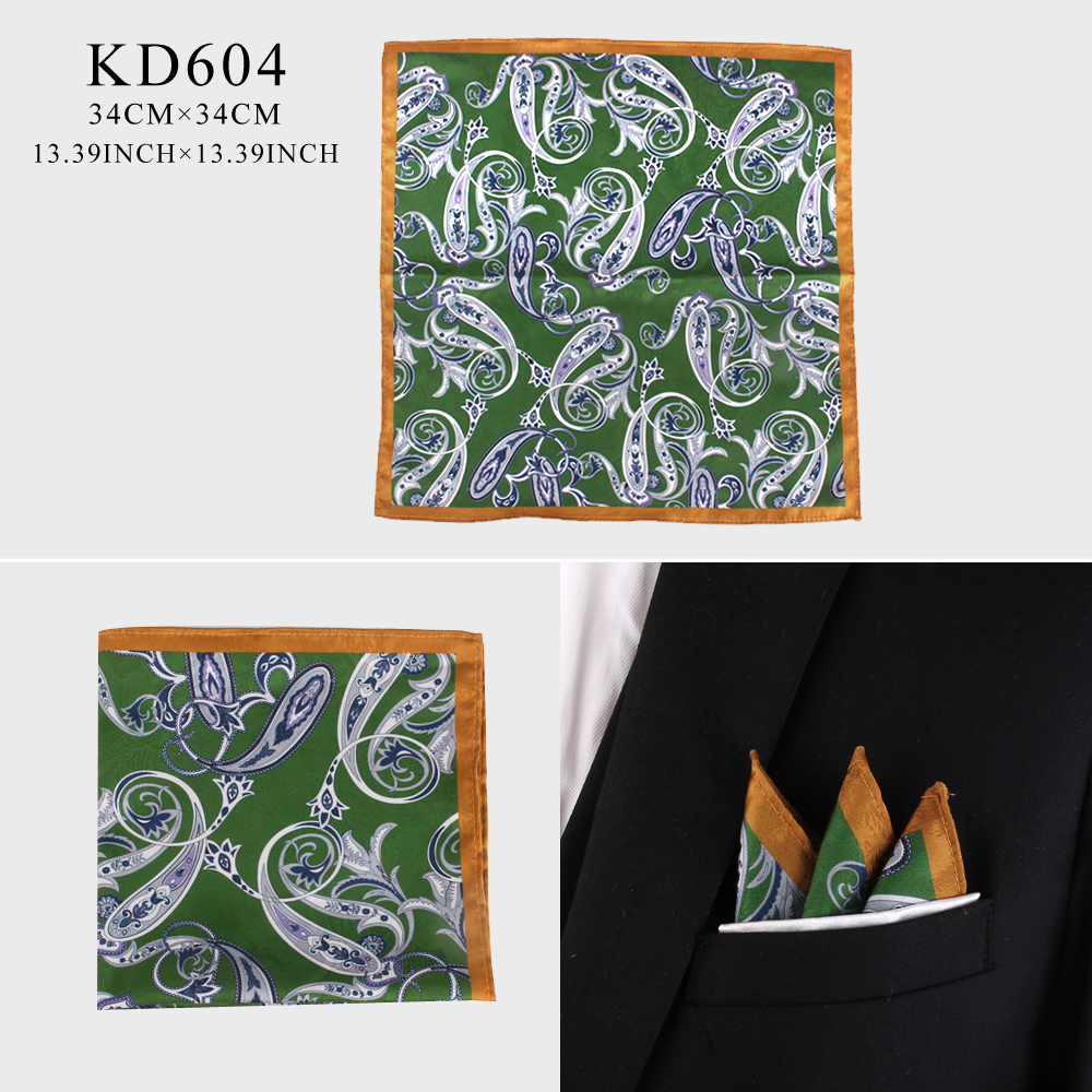 Print Pocket Square For Men Women Floral Printing Kerchief Men's Handkerchiefs Soft Suits Square Handkerchief Towels Scarves: army green