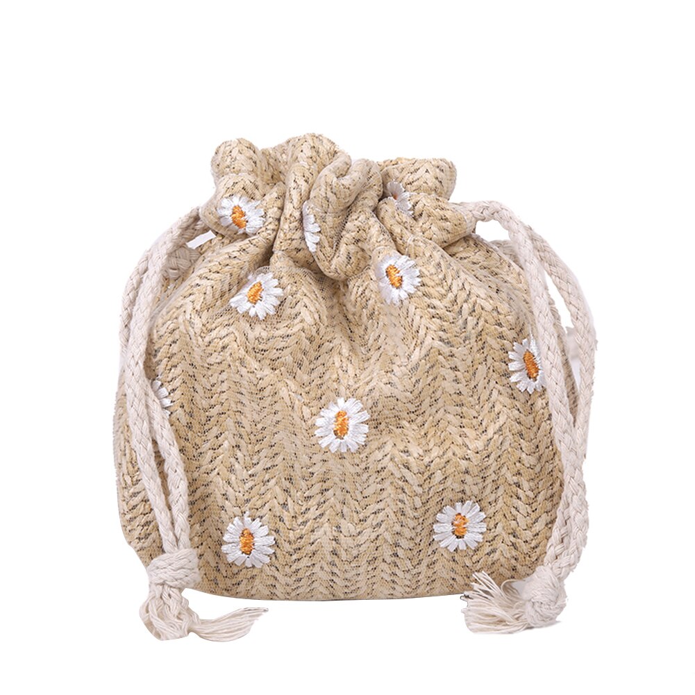 Handgemaakte strogevlochten emmertassen rotan dames zomer strand reis schoudertassen strand crossbody tassen geweven boodschappentassen: Lichtbruin